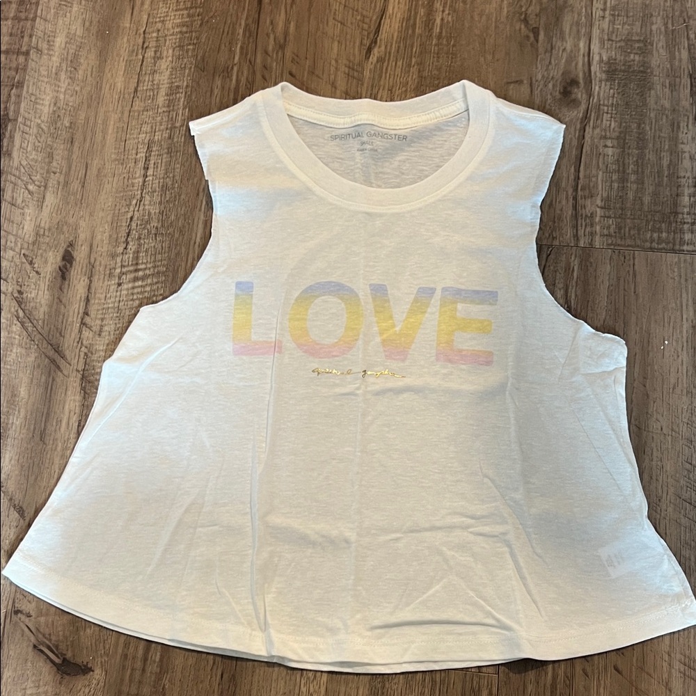 Spiritual Gangster White Sleeveless Love Graphic Tee